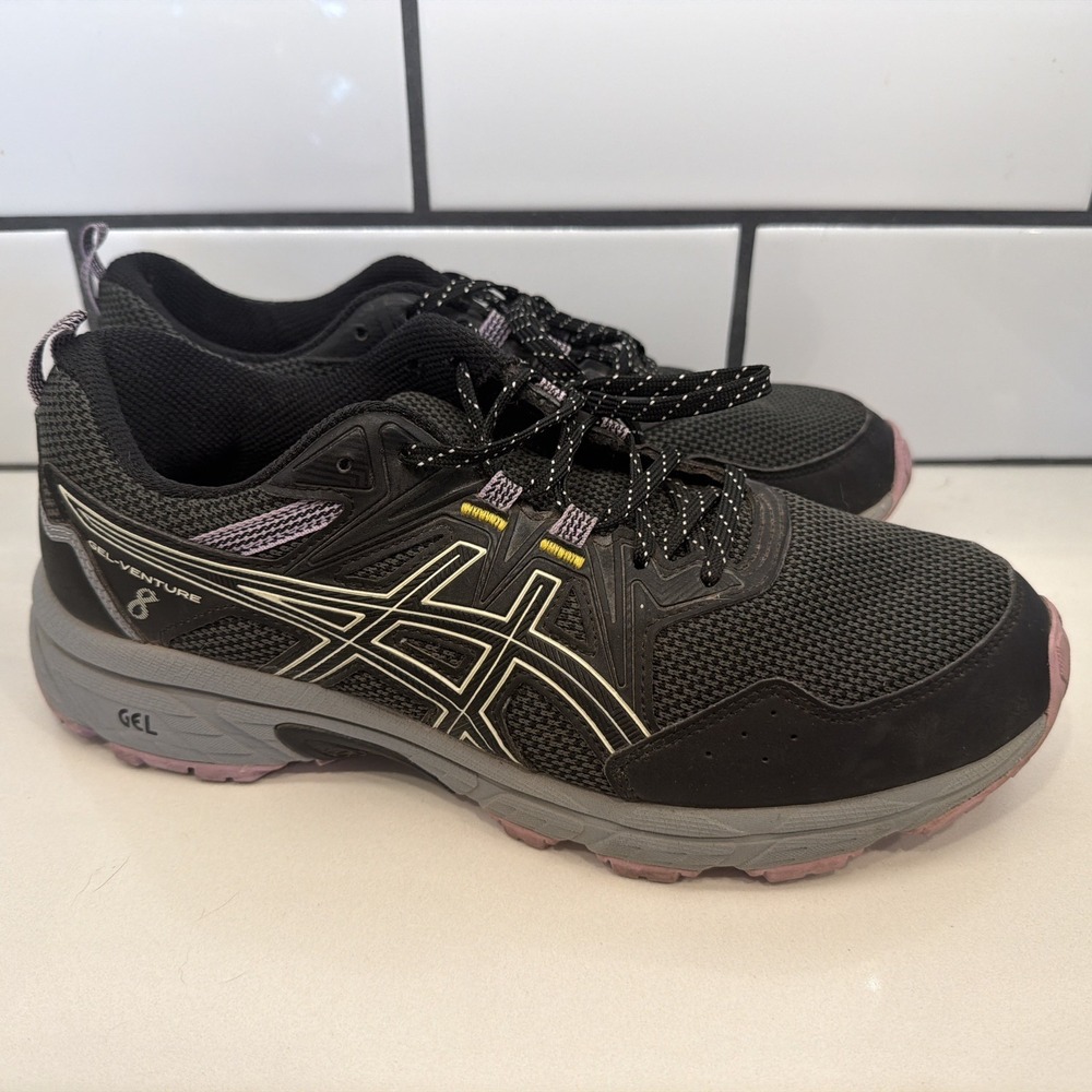 Asics Gel Venture 8 Womens Black Mesh Athletic Trail Running Sneaker Shoes Sz 10
